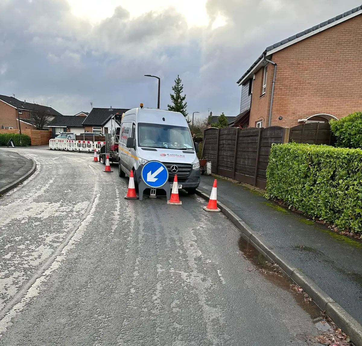 Image of roadworks and K civils van